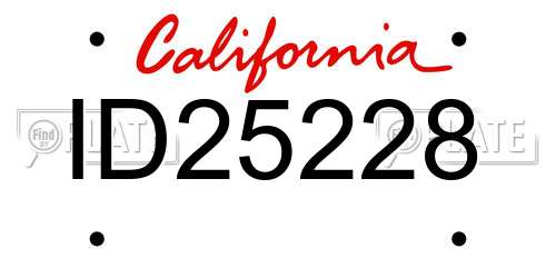 ID25228 California License Plate