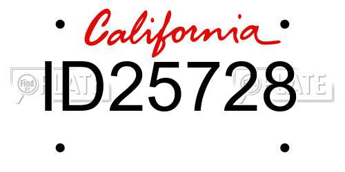 ID25728 California License Plate
