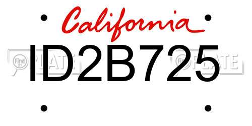 ID2B725 California License Plate