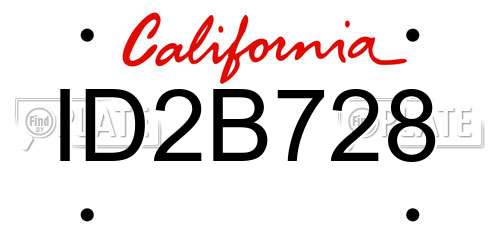 ID2B728 California License Plate