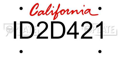 ID2D421 California License Plate