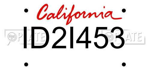 ID2I453 California License Plate