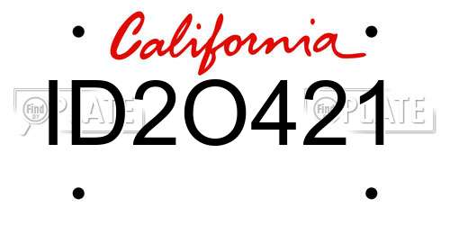 ID2O421 California License Plate