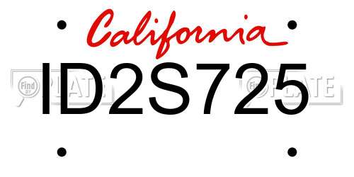 ID2S725 California License Plate