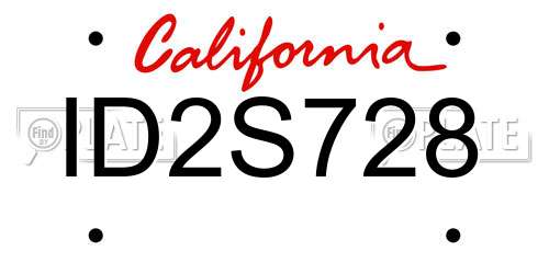 ID2S728 California License Plate