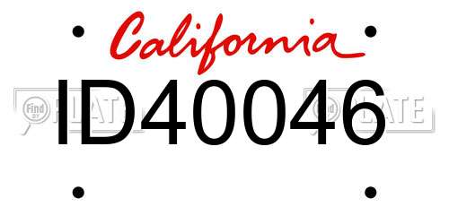 ID40046 California License Plate