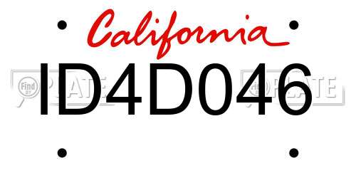 ID4D046 California License Plate