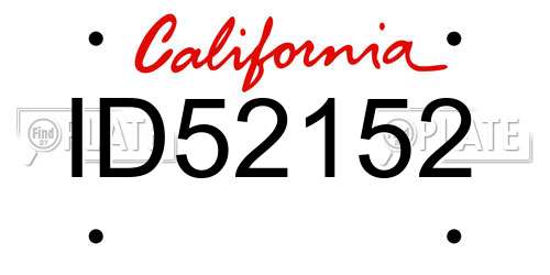 ID52152 California License Plate