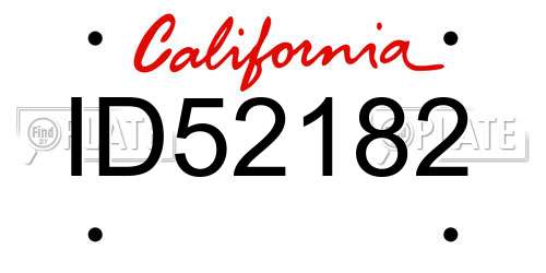 ID52182 California License Plate