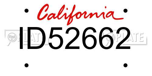 ID52662 California License Plate
