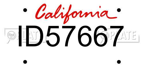 ID57667 California License Plate
