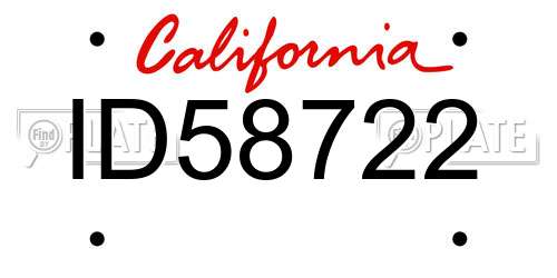 ID58722 California License Plate