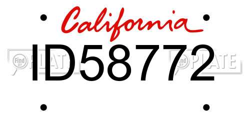 ID58772 California License Plate