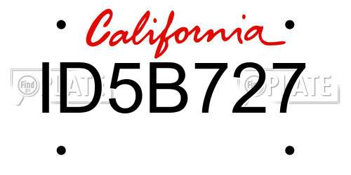 ID5B727 California License Plate