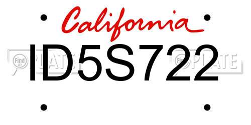 ID5S722 California License Plate