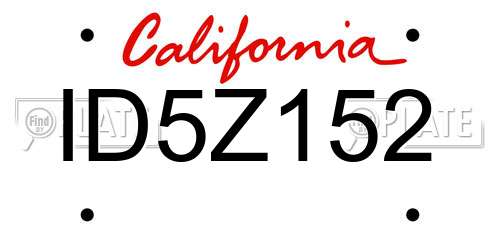 ID5Z152 California License Plate