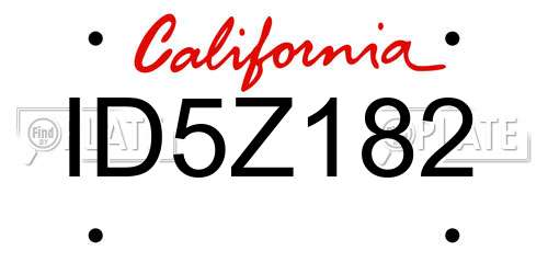 ID5Z182 California License Plate