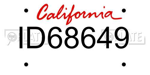 ID68649 California License Plate