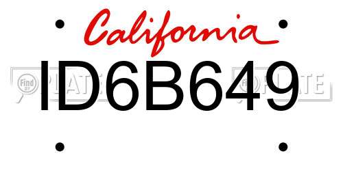 ID6B649 California License Plate