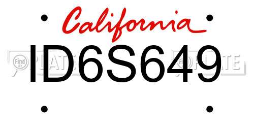 ID6S649 California License Plate