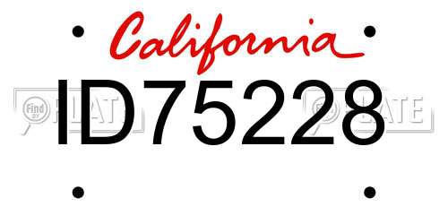 ID75228 California License Plate