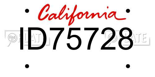ID75728 California License Plate