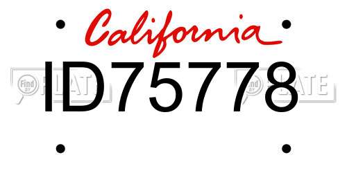 ID75778 California License Plate