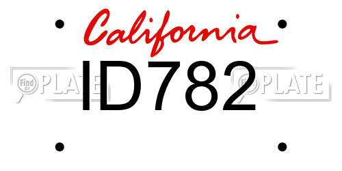 ID782 California License Plate