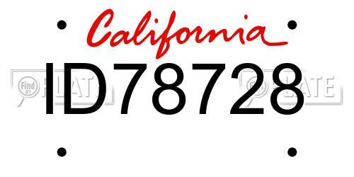 ID78728 California License Plate