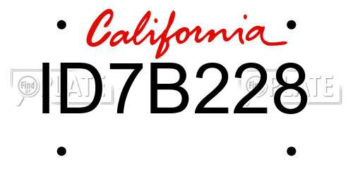ID7B228 California License Plate