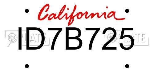 ID7B725 California License Plate