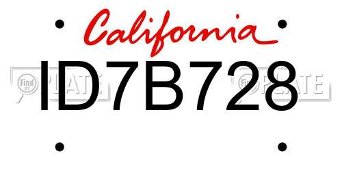 ID7B728 California License Plate