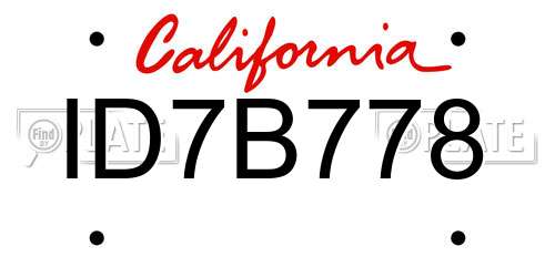 ID7B778 California License Plate