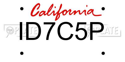 ID7C5P California License Plate