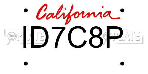 ID7C8P California License Plate