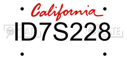 ID7S228 California License Plate