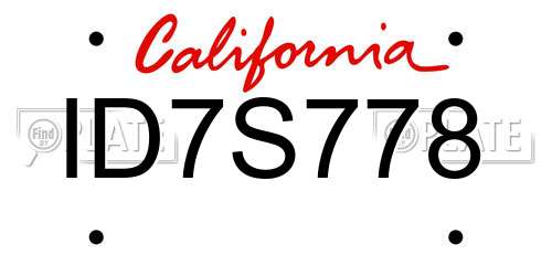 ID7S778 California License Plate
