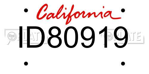 ID80919 California License Plate