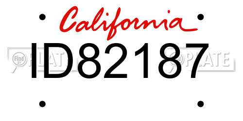 ID82187 California License Plate