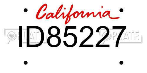 ID85227 California License Plate