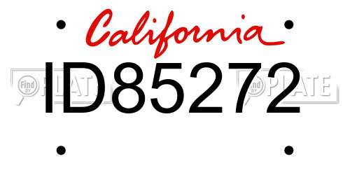 ID85272 California License Plate