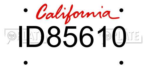 ID85610 California License Plate