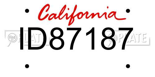 ID87187 California License Plate