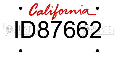 ID87662 California License Plate