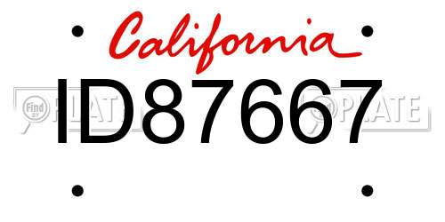 ID87667 California License Plate