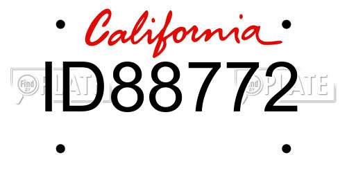 ID88772 California License Plate