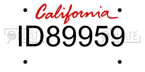 ID89959 California License Plate