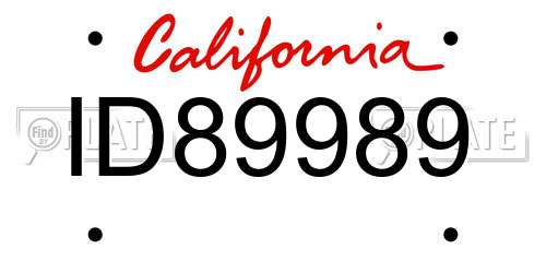 ID89989 California License Plate