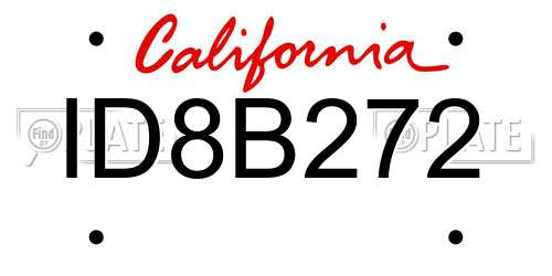 ID8B272 California License Plate