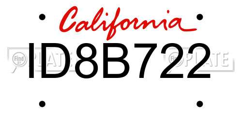 ID8B722 California License Plate